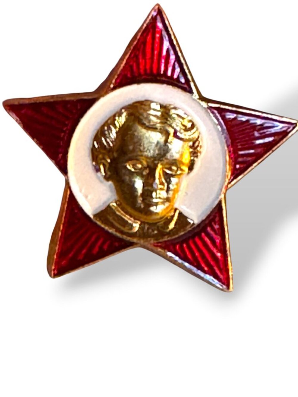 Little Octobrist Soviet-Era Pin Young Lenin Portrait 5-Pointed Red Star